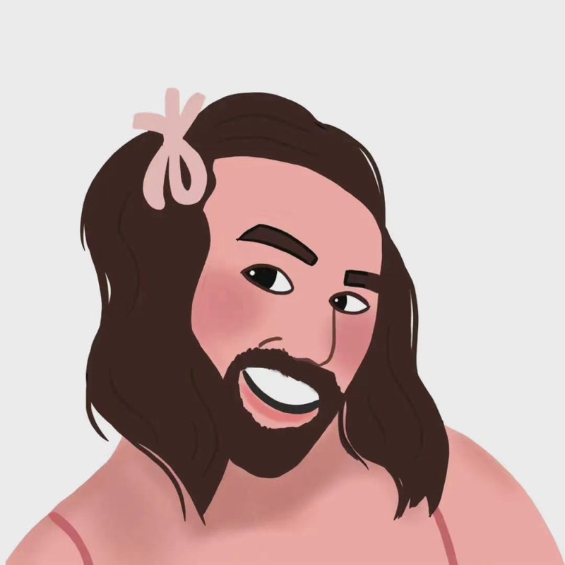 吃着肉馅的包子