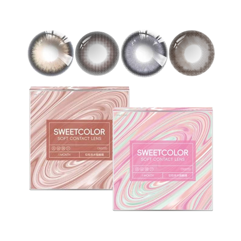 SweetColor美瞳月抛2片含硅大小直径自然隐形近视眼镜官方正品