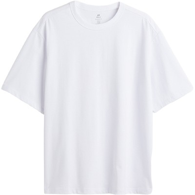 HM男装T恤24夏季新款凉感COOLMAX®透气重磅宽松圆领短袖0948441