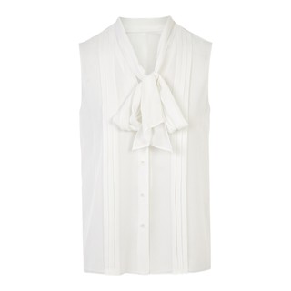 朗姿法式雪纺衫气质休闲小衫无袖短款上衣衬衣女夏季新款白衬衫