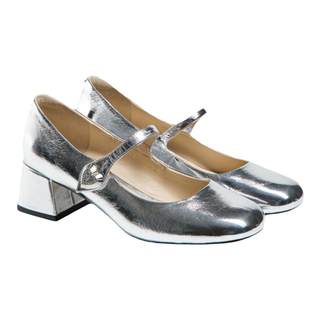 fed银色皮鞋春季新款女鞋粗跟玛丽珍鞋高跟鞋单鞋女D0125-ZCA003