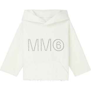 Maison MM6 Margiela 折扣 秋冬女童带缀饰毛边棉质连帽卫衣