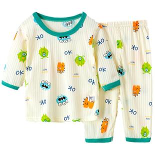 男女童卡通无骨家居服套装 儿童夏季 睡衣七分袖 薄款 宝宝空调服套装