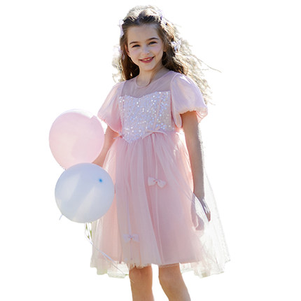 富罗迷女童连衣裙夏季2024新款小女孩时髦洋气白色生日周岁礼服裙