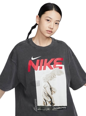 Nike耐克短袖女夏季新款运动休闲图案印花宽松纯棉T恤HF6292-060