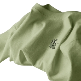 中学生潮牌纯棉正肩衣服oversize绿色t恤A 2024新款 女夏季 回力短袖