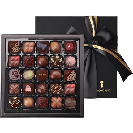 amovo魔吻黑巧克力礼盒装送女朋友生日礼物酒心比利时进口料零食