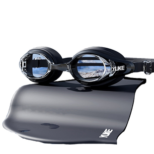 羽克泳镜防水防雾高清近视带度数男女专业竞速游泳眼镜泳帽套装 备