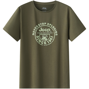 亲肤透气快干衣服 Jeep吉普2023户外凉感T恤男怀旧吉普车印花短袖