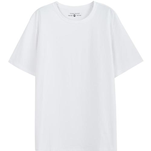 三福短袖t恤2024夏季新款男女情侣装圆领纯色半袖白色休闲打底衫