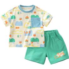 拉比树童装儿童套装2024夏季新款宝宝针织短袖两件套男童运动装