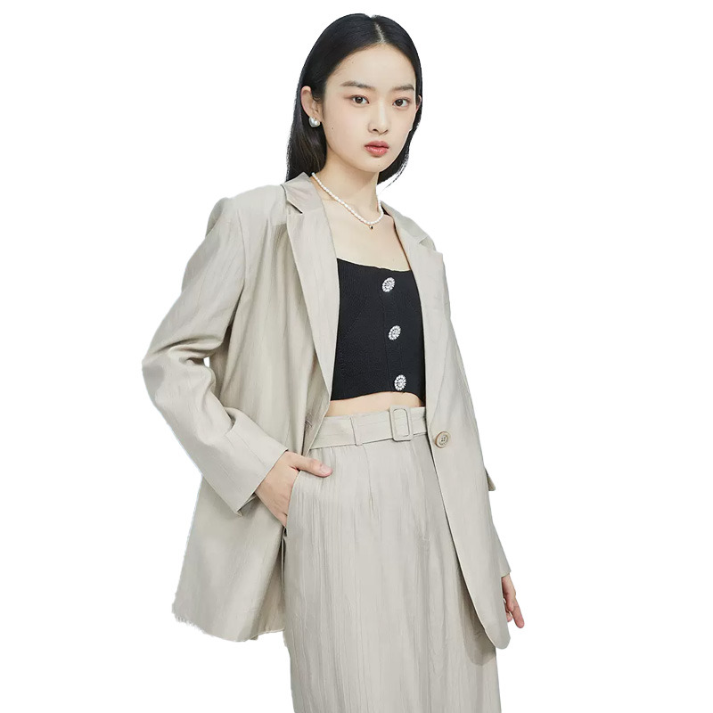 t区绫致Vero Moda2024春夏新款优雅通勤简约一粒扣西装长裤子 女装/女士精品 时尚套装 原图主图