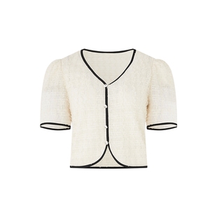 新款 V领蕾丝衫 通勤风法式 简约短袖 女 气质小衫 迪赛尼斯2024年夏季
