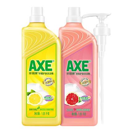 AXE斧头牌去油洗洁精家用按压式大桶食品用2瓶无残留家庭实惠装
