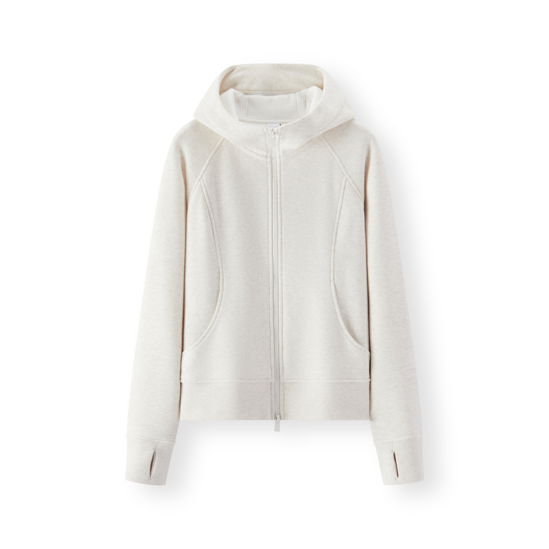 森马外套女冬季卫衣分割插肩袖紧身抓毛2025新款显瘦休闲夹克女装