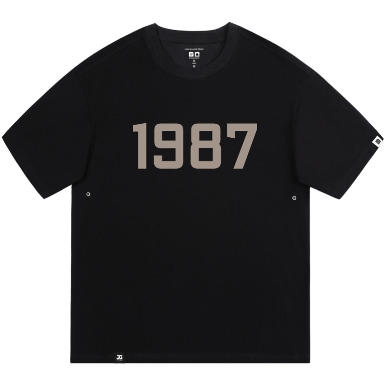 真维斯盖尔大码夏季重磅无性别男装数字1987印花短袖t恤宽松衣服-封面