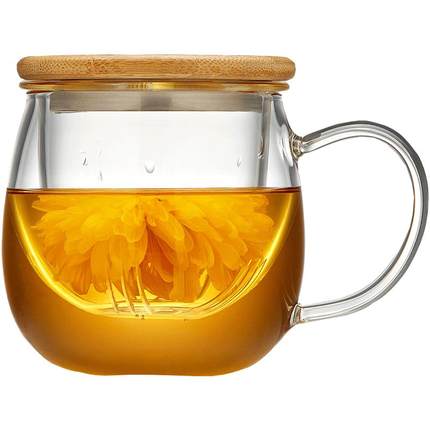 美斯尼玻璃茶杯茶水分离泡茶杯办公室专用带盖耐高温水杯茶道杯子