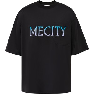 MECITY男士夏季新款冰感丝光针织凉爽舒适字母印花短袖508458