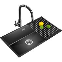 欧琳黑色纳米水槽单槽 手工水槽单槽 不锈钢洗菜盆洗碗槽厨房家用