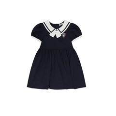 【防晒速干】PawinPaw卡通小熊童装24夏新款女童海军风翻领连衣裙