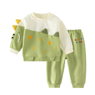 婴儿春季 潮流洋气外出小男孩两件套 衣服男童宝宝卫衣纯棉套装 秋装
