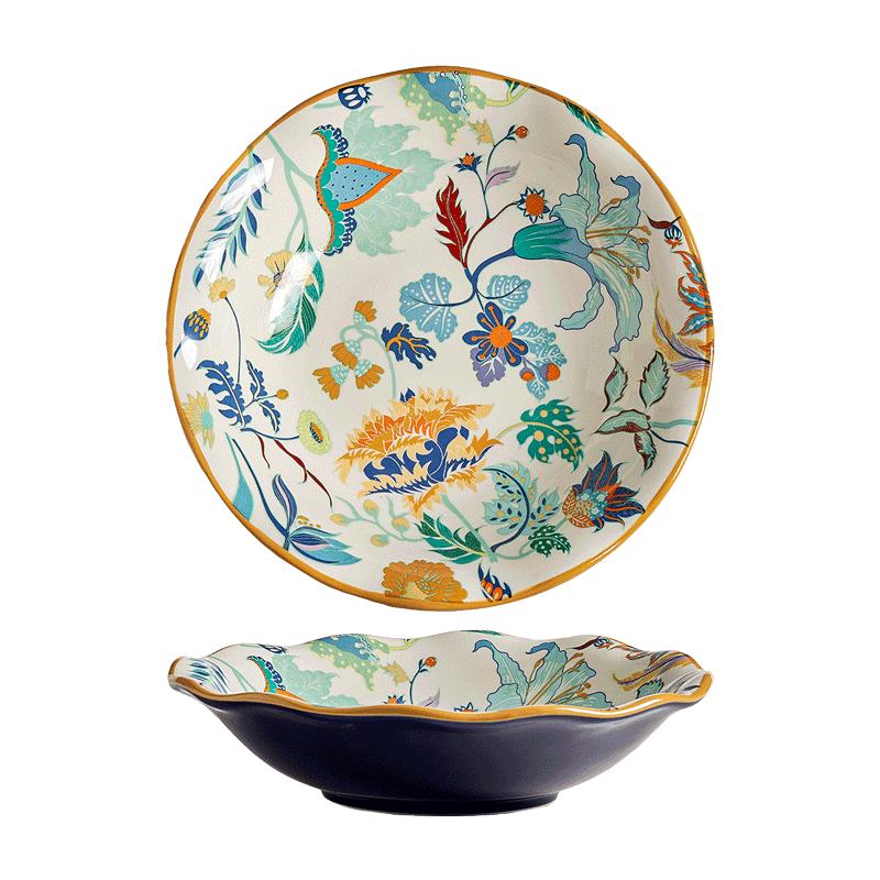 墨色原创中式陶瓷碗碟套装家用饭碗高级感餐具2023新款轻奢盘子碗