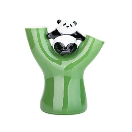 SANQ三浅新中式陶瓷摆件熊猫花器萌宠可爱桌面家居花瓶摆件