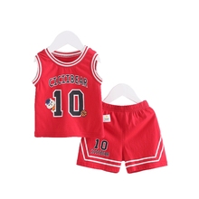 齐齐熊宝宝背心套装小童儿童纯棉夏装男童运动套装婴儿篮球服两件