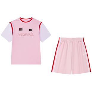 乔丹童装女童夏季套装2024新款儿童运动夏装大童宽松篮球服两件套