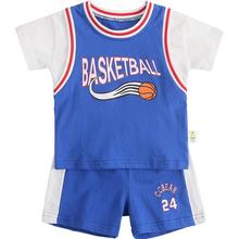 [清仓]齐齐熊男童纯棉夏装短袖套装假两件篮球服宝宝婴儿儿童衣服