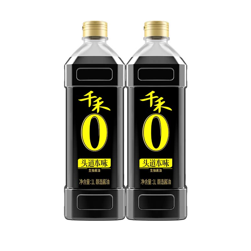 千禾零添加头道本味生抽酱油1L/瓶家用厨房炒菜炒饭调味酿造酱油