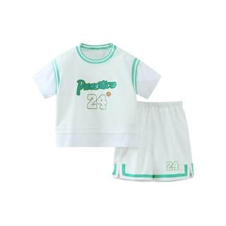 速干运动齐齐熊男童套装夏装儿童2024新款短袖运动篮球服夏季童装