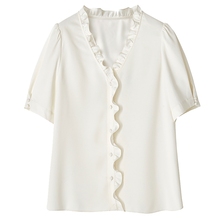 【Basic衣橱】朗姿法式宫廷风休闲白色灯笼袖衬衫衬衣夏新款上衣
