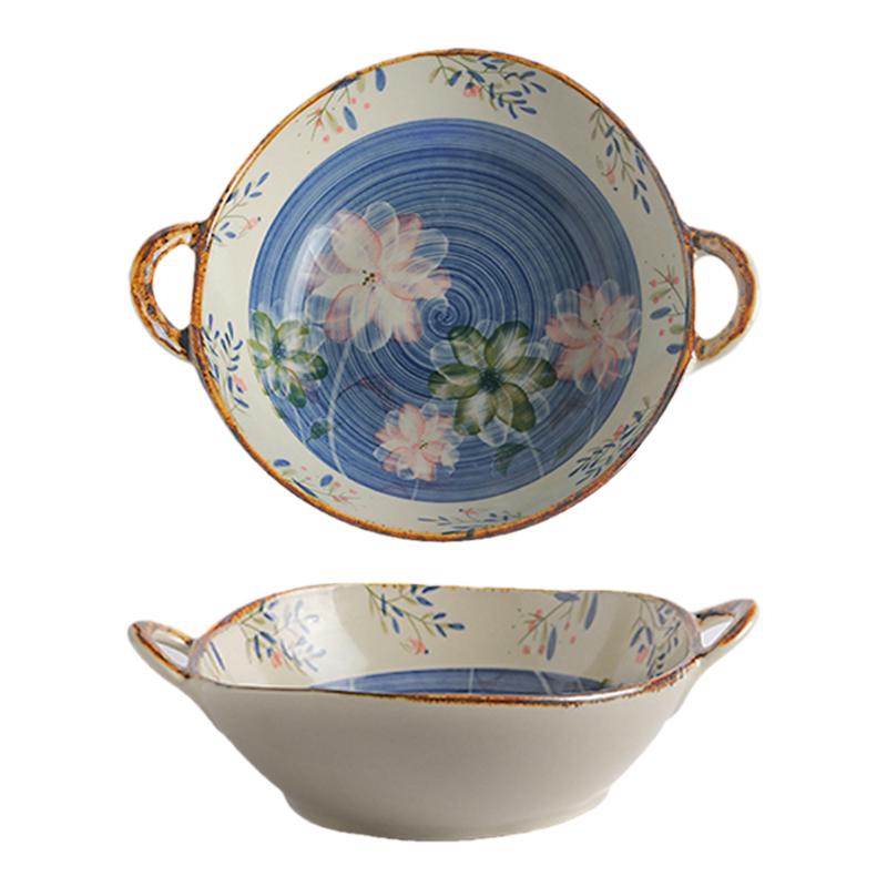 墨色日式陶瓷双耳汤碗家用2023新款好看的面碗沙拉碗螺蛳粉专用碗 餐饮具 碗 原图主图