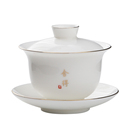 羊脂玉白瓷盖碗茶杯单个家用泡茶碗三才盖碗盖子功夫茶具大号高档