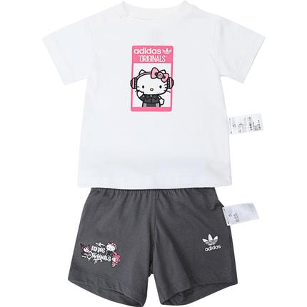 Adidas阿迪达斯三叶草女童2024夏新款HELLO KITTY短袖套装IT7915