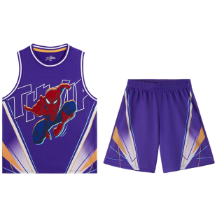 安踏儿童蜘蛛侠篮球服小童男童套装 两件套 2024年背心短裤 夏装