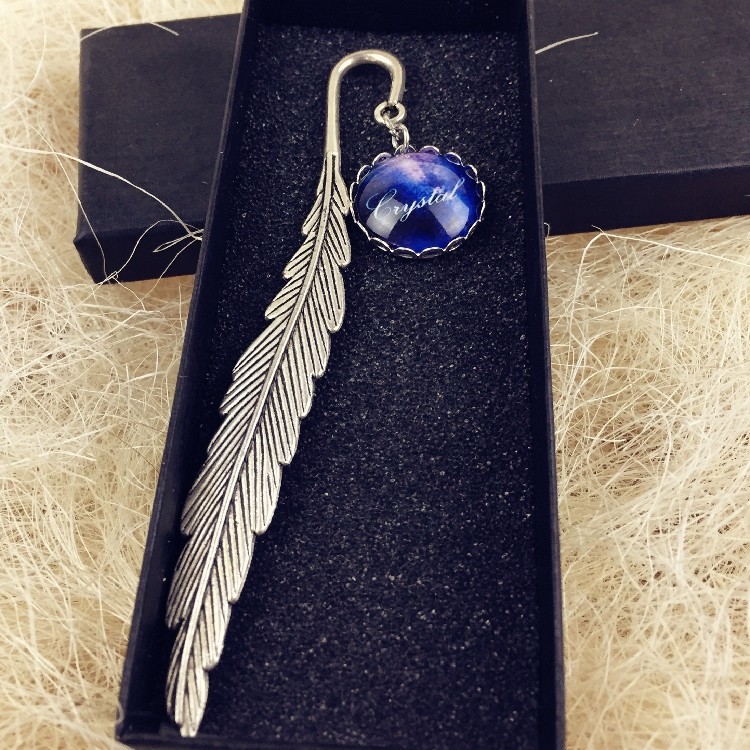 金属羽毛书签订做照片刻字大学校徽活动礼品定制logo毕业礼物批发