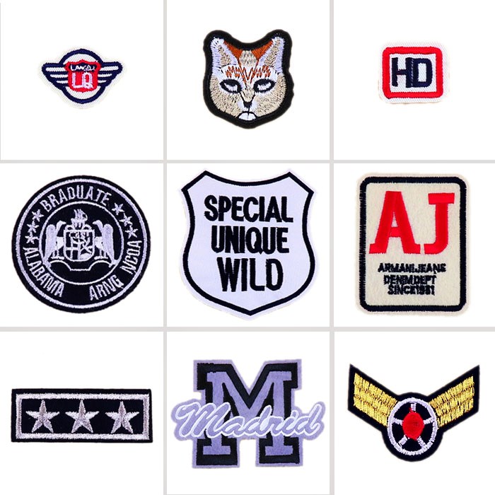 缝在衣服上的刺绣装饰品图案布黑色徽章布贴补丁贴牛仔裤子t恤衣