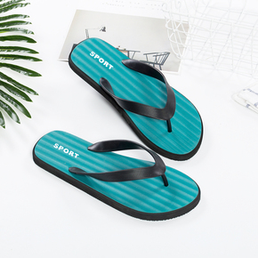 人字拖男2018新款沙滩夹脚潮拖双色橡胶发泡