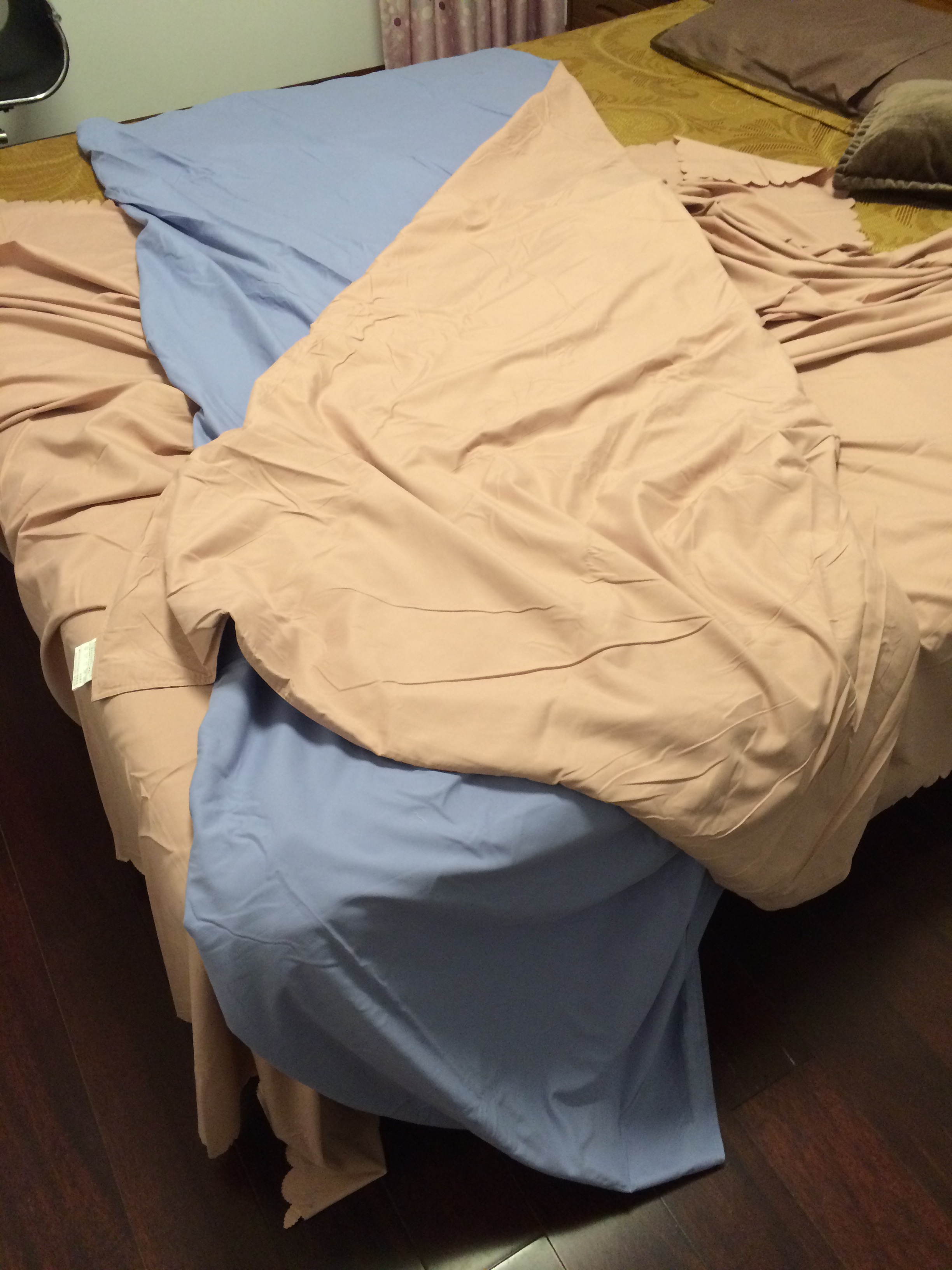 简约床上用品纯色双拼四件套