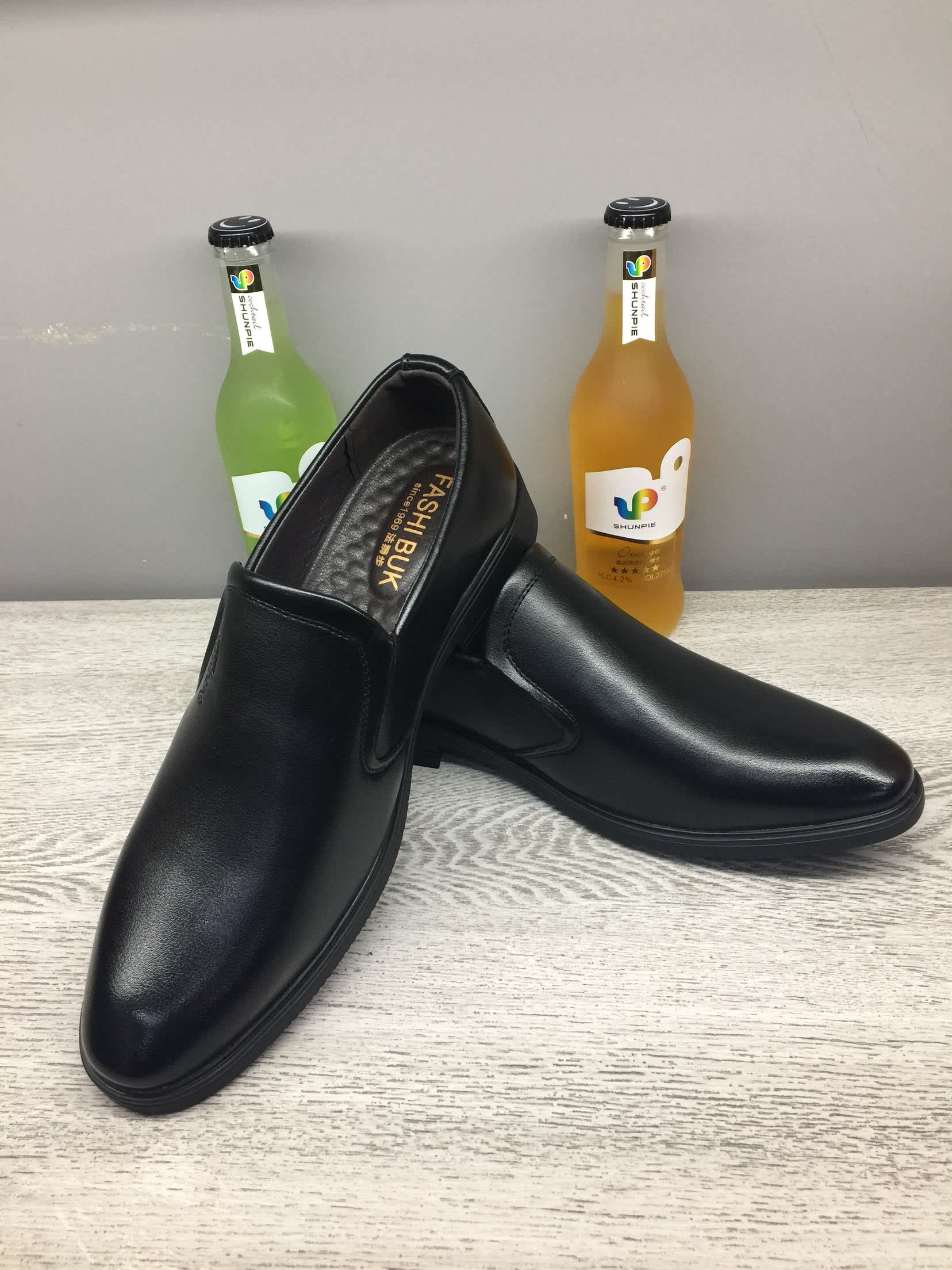 法狮步套脚皮鞋一脚蹬皮鞋真皮商务男鞋懒人鞋韩版婚鞋工装鞋包邮_不