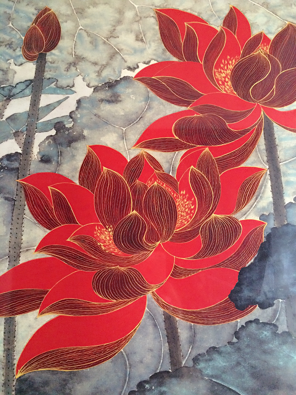 张大千荷花装饰画水墨壁画高清