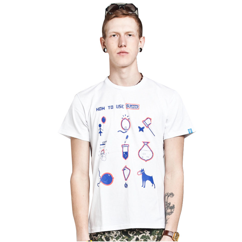 thething情侣装夏装设计潮牌男士短袖印花t恤纯棉恶搞怪个性durex