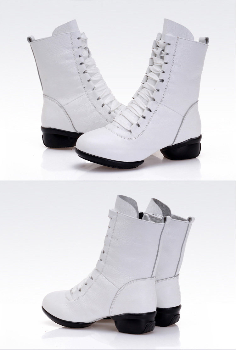 舞蹈鞋女真皮新款水兵舞鞋女夏季高帮广场舞春秋中跟四季软底靴子