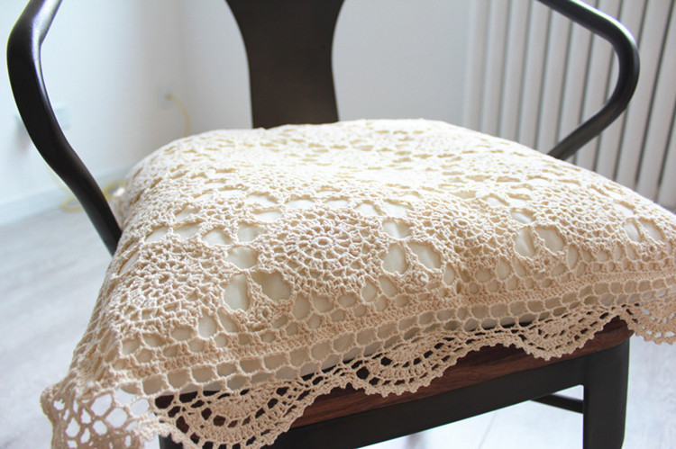 特价出口欧美田园风白色手工钩针纯棉加厚带绑带透气夏季椅垫坐垫