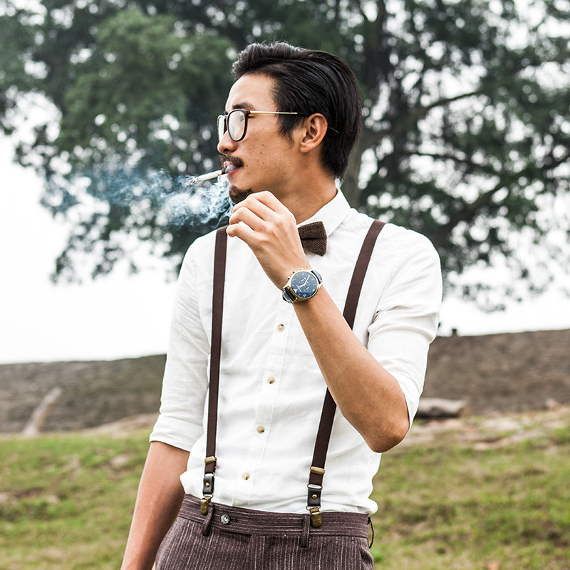 soarin英伦复古薄款修身五分袖衬衫男士中袖纯棉衬衣半袖寸衫青年