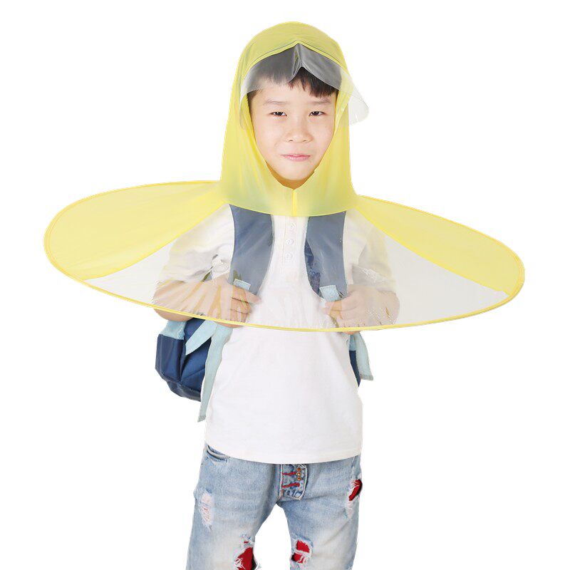 雨天神器儿童雨衣雨伞折叠伞男女学生韩国创意斗笠飞碟帽伞帽雨具
