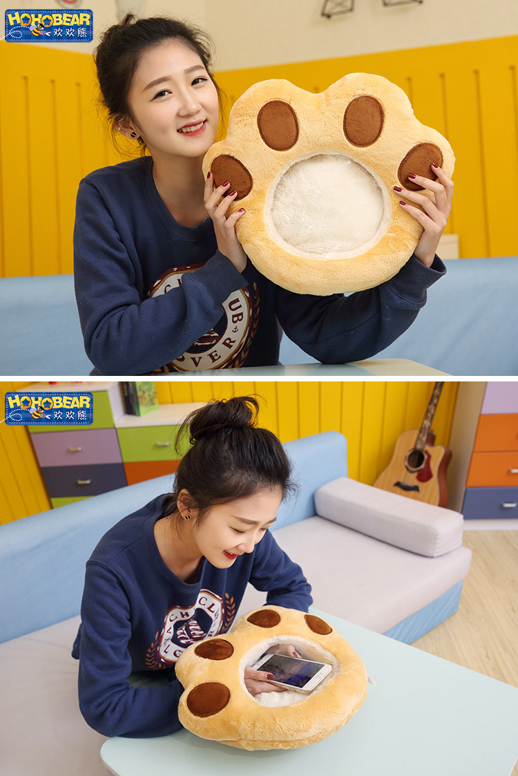 可爱子可玩手机暖手抱枕靠垫午睡枕冬季保暖插手抱枕圣诞节礼物