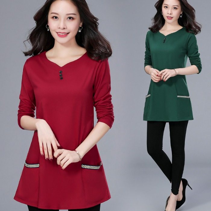 长衫长装中长款女衫土t恤丅中年妈妈秋衣上衣服宽松大款打底优惠券